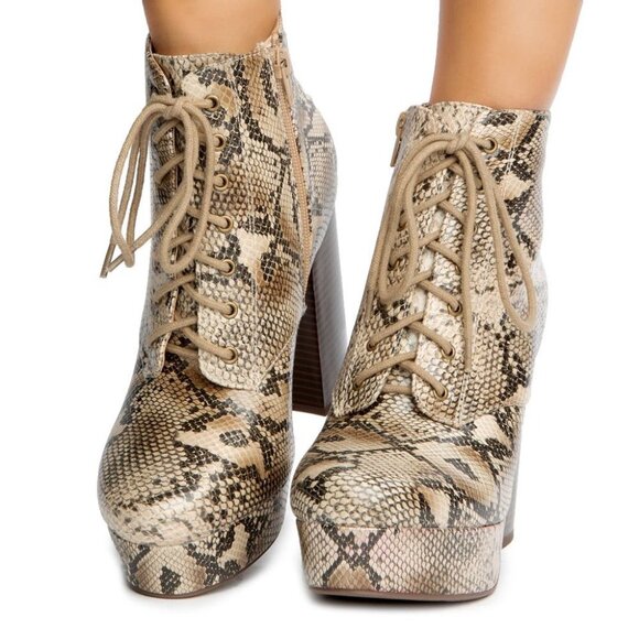 SNAKED UP LACED UP BOOTIES - Picture 1 of 9